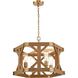 Structure 4 Light 23 inch Satin Brass with Medium Oak Chandelier Ceiling Light