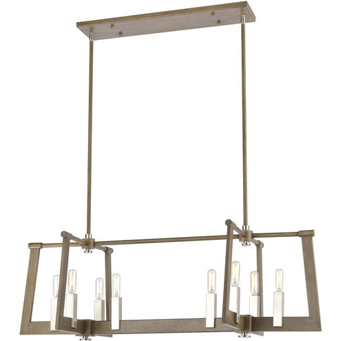 Axis 8 Light 36 inch Light Wood with Satin Nickel Island Light Ceiling Light