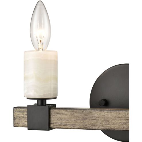 Stone Manor 2 Light 12 inch Matte Black with Aspen Vanity Light Wall Light