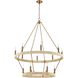 Abaca 14 Light 36 inch Satin Brass with Natural Abaca Chandelier Ceiling Light