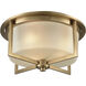 Vancourt 3 Light 15 inch Satin Brass Flush Mount Ceiling Light