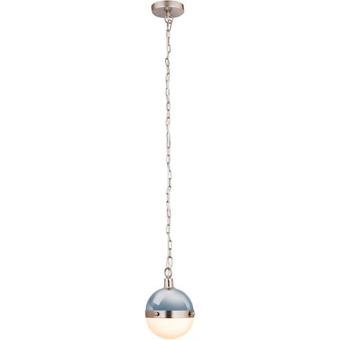 Harmelin 1 Light 7 inch Pale Blue with Brushed Steel Mini Pendant Ceiling Light