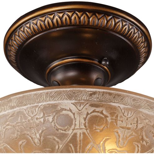 Restoration 3 Light 12 inch Golden Bronze Semi Flush Mount Ceiling Light