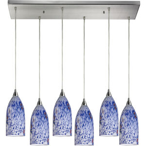 Verona 6 Light 30 inch Satin Nickel Multi Pendant Ceiling Light in Snow White Glass, Incandescent, Rectangular Canopy, Configurable