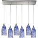 Verona 6 Light 30 inch Satin Nickel Multi Pendant Ceiling Light in Starburst Blue Glass, Configurable