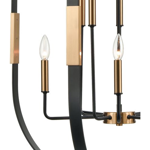 Heathrow 10 Light 28 inch Matte Black with Satin Brass Chandelier Ceiling Light