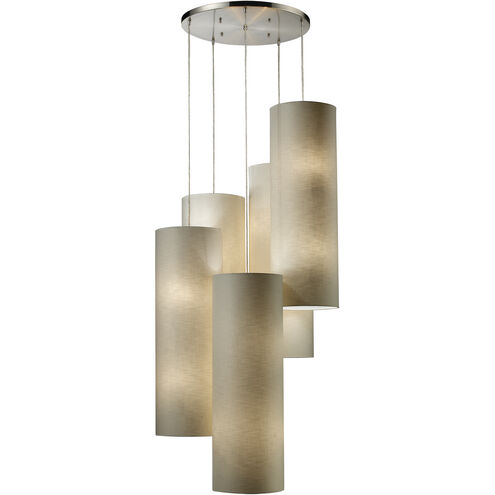 Fabric Cylinders 20 Light 33 inch Satin Nickel Multi Pendant Ceiling Light in Incandescent, Configurable