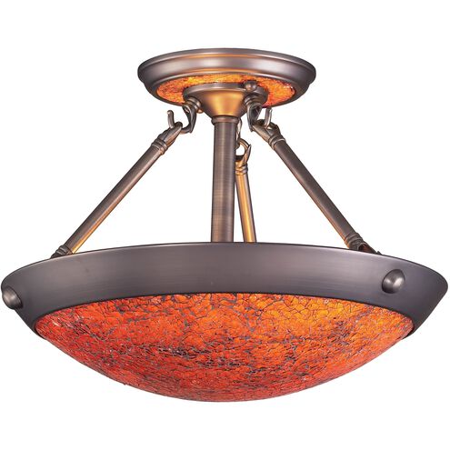 Diamante 2 Light 15 inch Pewter with Orange Semi Flush Mount Ceiling Light