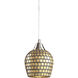 Fusion LED 5 inch Satin Nickel Mini Pendant Ceiling Light in Gold Leaf Mosaic Glass