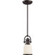 Brooksdale 1 Light 5 inch Oil Rubbed Bronze with White Mini Pendant Ceiling Light