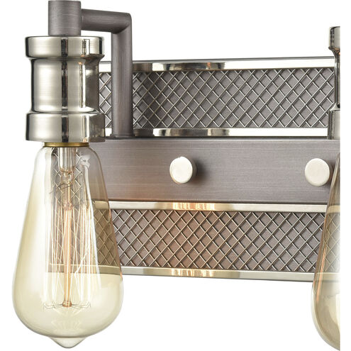 Gridiron 2 Light 13 inch Weathered Zinc with Polished Nickel Vanity Light Wall Light