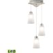 Coppa 3 Light 11 inch Satin Nickel with White Mini Pendant Ceiling Light in White Opal