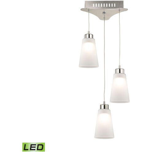 Coppa 3 Light 11 inch Satin Nickel with White Mini Pendant Ceiling Light in White Opal