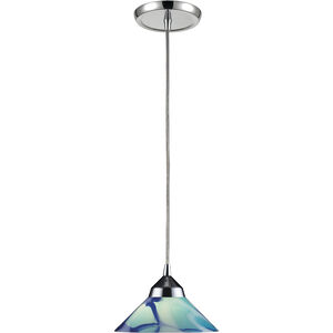 Refraction LED 7 inch Polished Chrome with Caribbean Mini Pendant Ceiling Light in Carribean