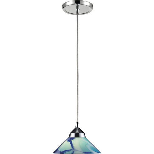 Refraction LED 7 inch Polished Chrome with Caribbean Mini Pendant Ceiling Light in Carribean