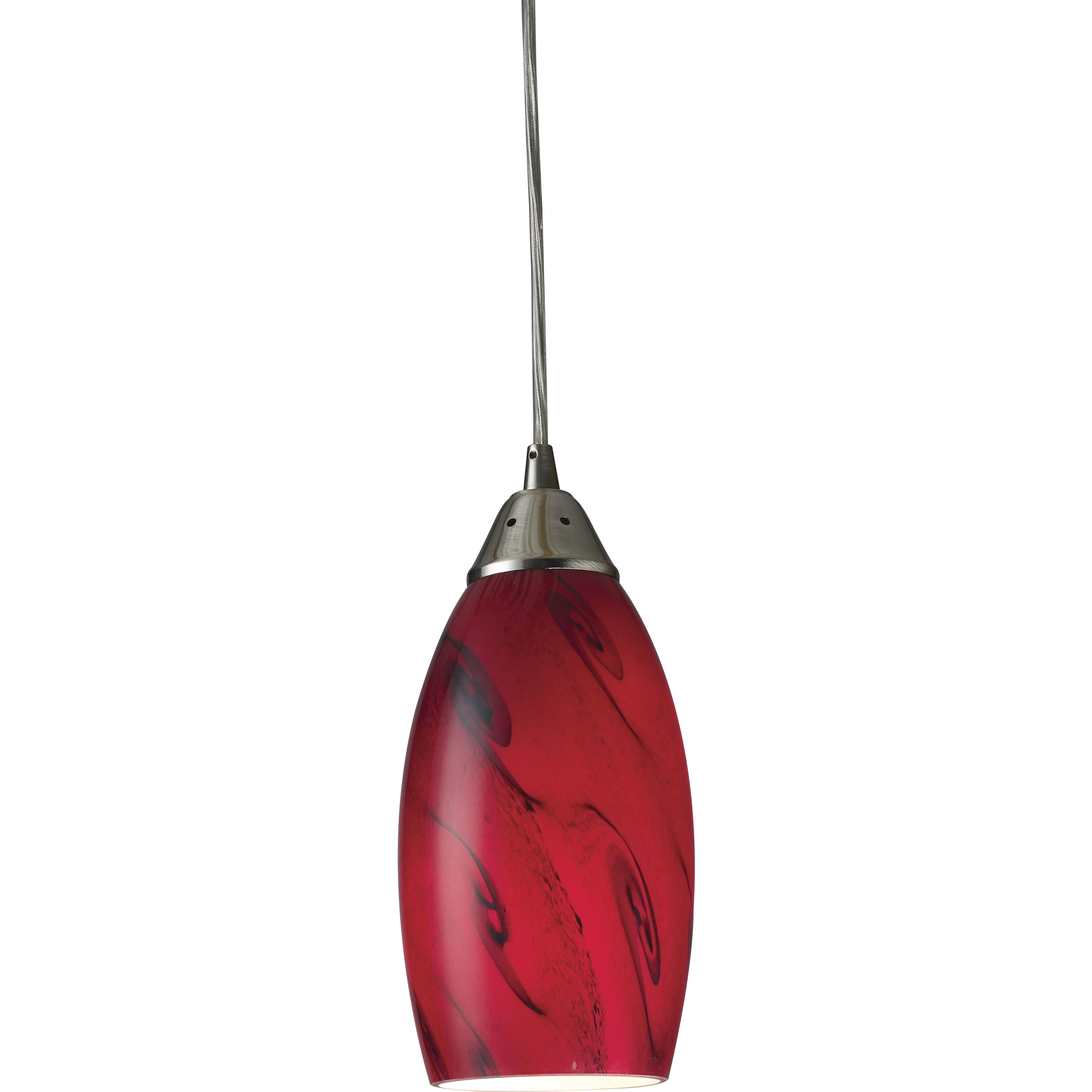 Galaxy 1 Light 5 inch Satin Nickel Multi Pendant Ceiling Light in Red Galaxy Glass Incandescent Configurable