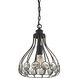 Crystal Web 1 Light 11 inch Gold with Matte Black Mini Pendant Ceiling Light in Recessed Adapter Kit