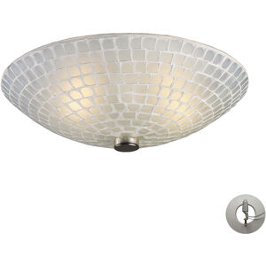 Fusion 2 Light 12 inch Satin Nickel Semi Flush Mount Ceiling Light in White Mosaic Glass, Recessed Adapter Kit