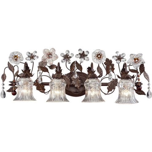 Cristallo Fiore 4 Light 33 inch Deep Rust Vanity Light Wall Light