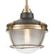 Seaway Passage 1 Light 10 inch Oil Rubbed Bronze with Satin Brass Mini Pendant Ceiling Light