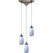 Milan 3 Light 10 inch Satin Nickel Mini Pendant Ceiling Light in Snow White Glass