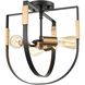 Heathrow 3 Light 14 inch Matte Black with Satin Brass Semi Flush Mount Ceiling Light