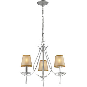 Clarendon 3 Light 16 inch German Silver with Beige and Clear Chandelier Ceiling Light