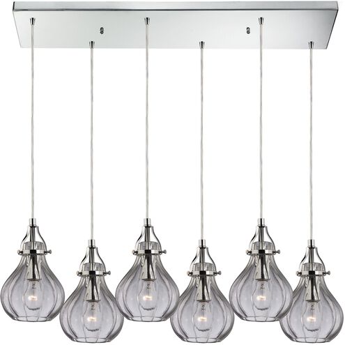 Danica 6 Light 30 inch Polished Chrome with Smoke Mini Pendant Ceiling Light