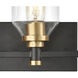 Cambria 3 Light 20 inch Matte Black with Satin Brass Vanity Light Wall Light