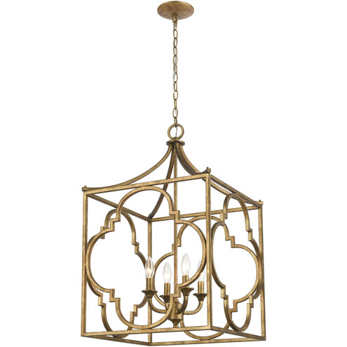 Wembley 4 Light 19 inch Antique Gold Chandelier Ceiling Light