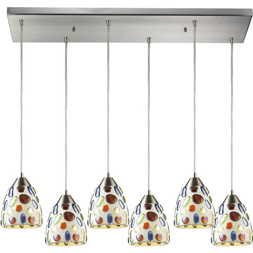 Gemstone 6 Light 30 inch Satin Nickel Multi Pendant Ceiling Light, Configurable