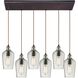 Hammered Glass 6 Light 30.00 inch Mini Pendant