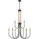 Glendon 9 Light 31 inch Matte Black with Burnished Brass Chandelier Ceiling Light