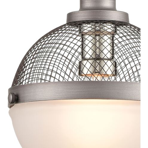 Calabria 1 Light 9 inch Weathered Zinc with Polished Nickel and White Mini Pendant Ceiling Light