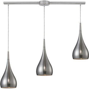 Lindsey 3 Light 36 inch Satin Nickel Multi Pendant Ceiling Light in Incandescent, Linear with Recessed Adapter, Configurable
