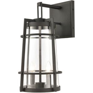 Crofton 2 Light 19 inch Charcoal with Clear Outdoor Wall Sconce
