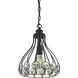 Crystal Web 1 Light 11 inch Gold with Matte Black Mini Pendant Ceiling Light in Standard