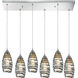 Twister 6 Light 30 inch Polished Chrome Multi Pendant Ceiling Light in Rectangular Canopy, Configurable