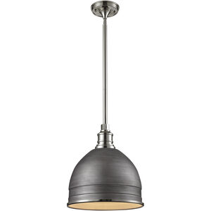 Carolton 1 Light 13 inch Polished Nickel with Weathered Zinc Pendant Ceiling Light