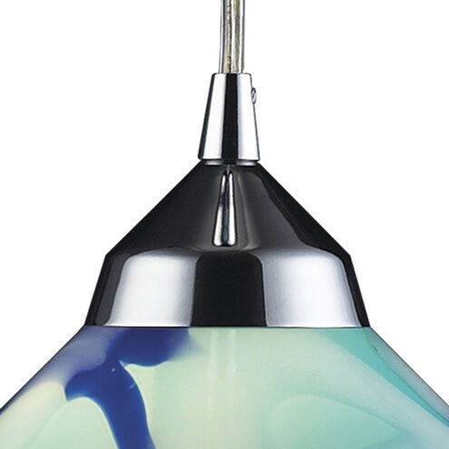 Refraction LED 7 inch Polished Chrome Multi Pendant Ceiling Light in Carribean, Configurable