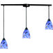 Classico 3 Light 36 inch Dark Rust Pendant Ceiling Light in Starburst Blue Glass