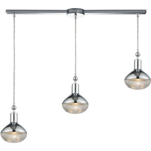Ravette 3 Light 38 inch Polished Chrome Mini Pendant Ceiling Light in Linear with Recessed Adapter, Linear