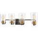 Robins 4 Light 32 inch Matte Black with Brushed Brass Vanity Light Wall Light