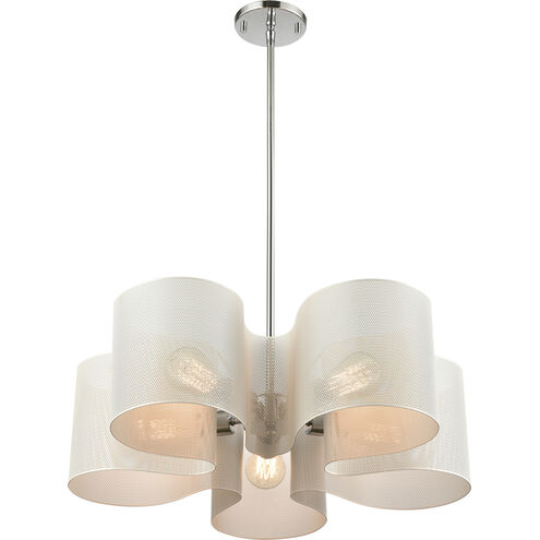 Santa Barbara 5 Light 24 inch Matte White with Polished Chrome Chandelier Ceiling Light