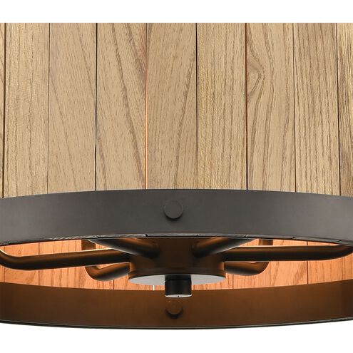 Wooden Barrel 6 Light 19 inch Oil Rubbed Bronze with Natural Chandelier Ceiling Light