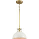 Lyndon 1 Light 10 inch White with Brass Mini Pendant Ceiling Light