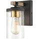 Geringer 1 Light 6 inch Charcoal with Beechwood and Burnished Brass Vanity Light Wall Light