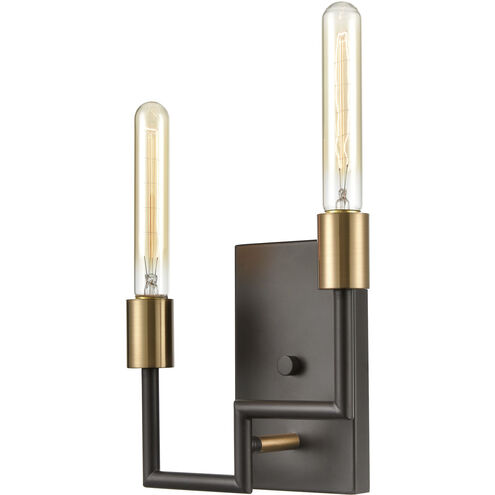 Congruency 2 Light 9 inch Oil Rubbed Bronze with Satin Brass Sconce Wall Light