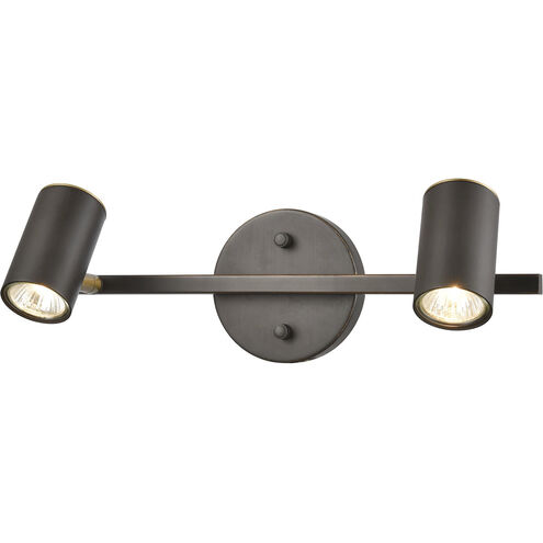 Kempton 2 Light 16 inch Matte Black with Satin Brass Vanity Light Wall Light