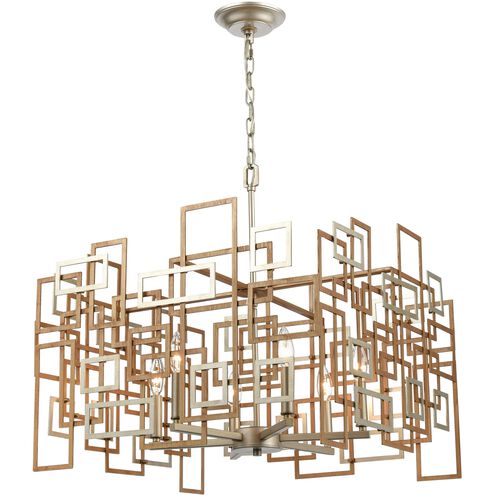 Gridlock 6 Light 23 inch Matte Gold with Aged Silver Chandelier Ceiling Light